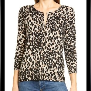 Halogen Black and Tan Leopard Print Cardigan